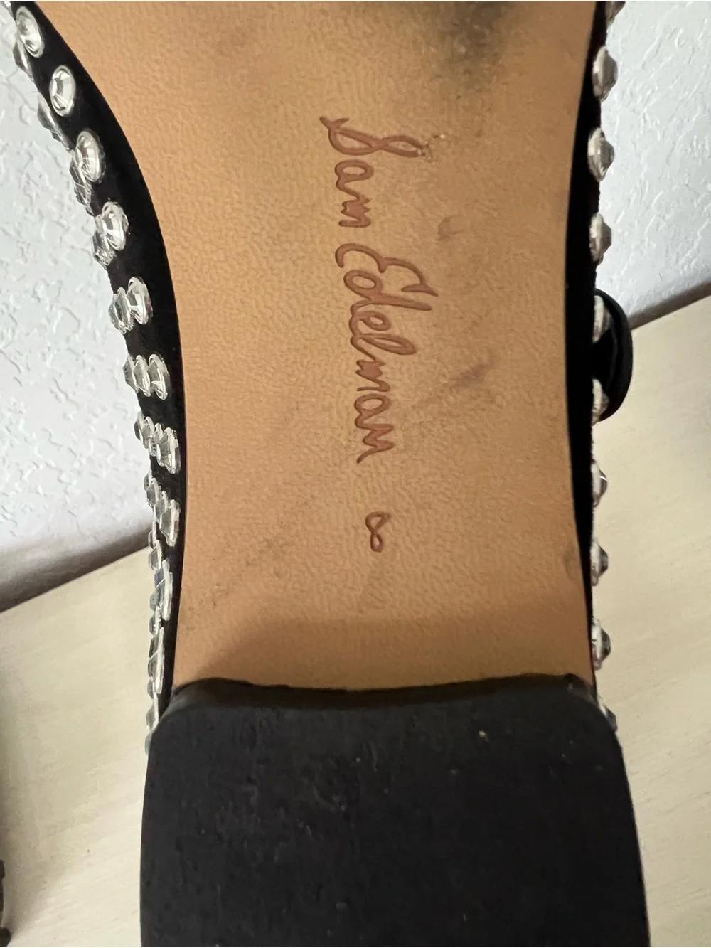 Sam Edelman Black Studded Michaela Mary Jane Flats with Silver Buckle